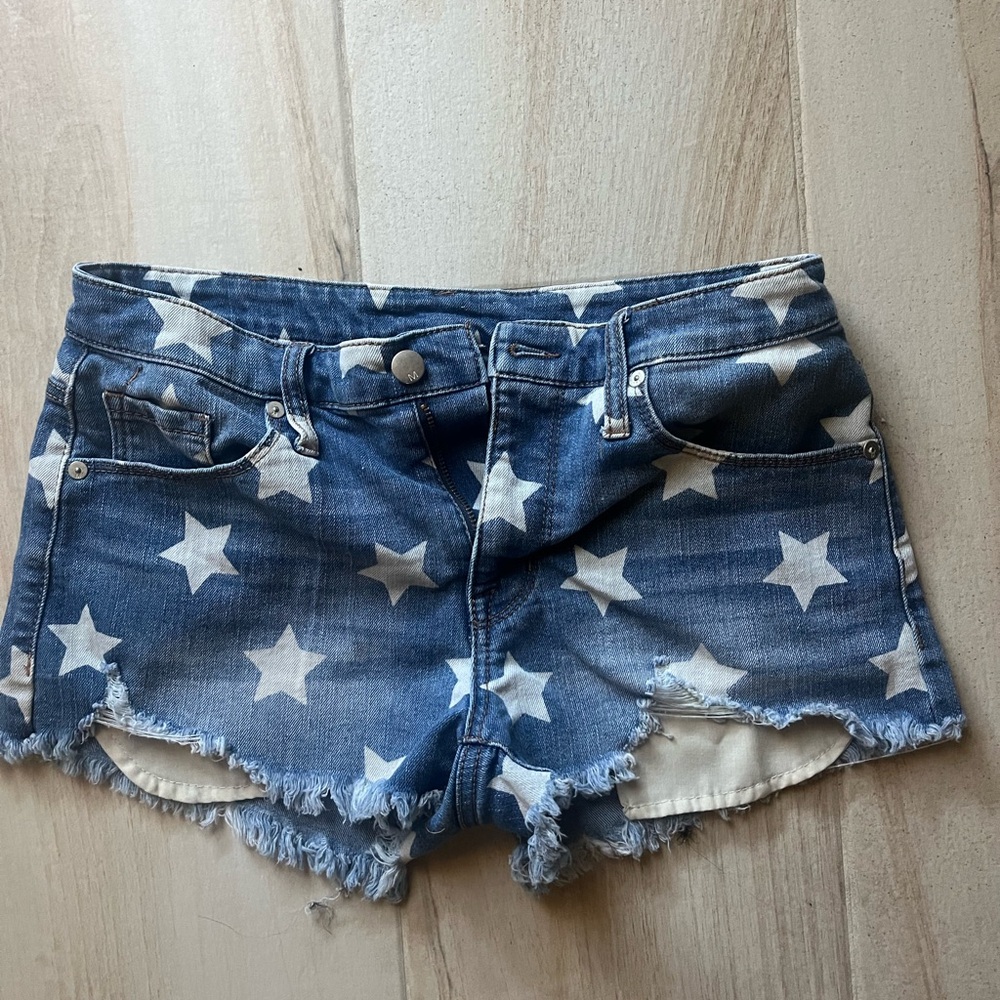Blue Star-Patterned Women's Denim Shorts